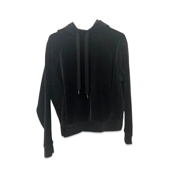 Zella Women's Black Ribbed Oversized Cowl Neck Hooded Pullover , Size XS - Picture 5 of 6